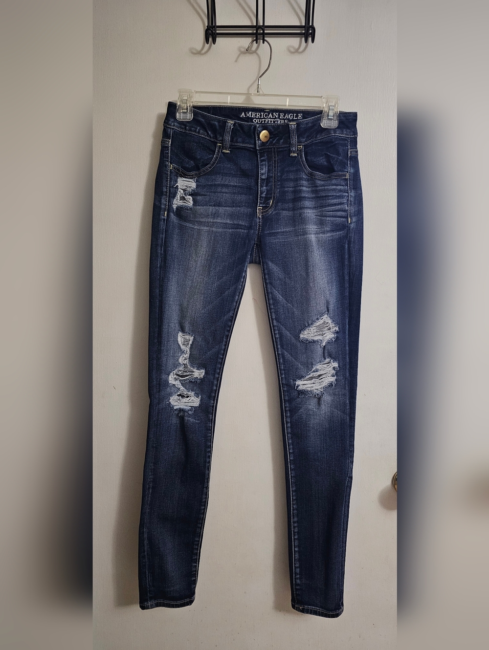American Eagle Outfitters Dark Blue Distressed Jeggings